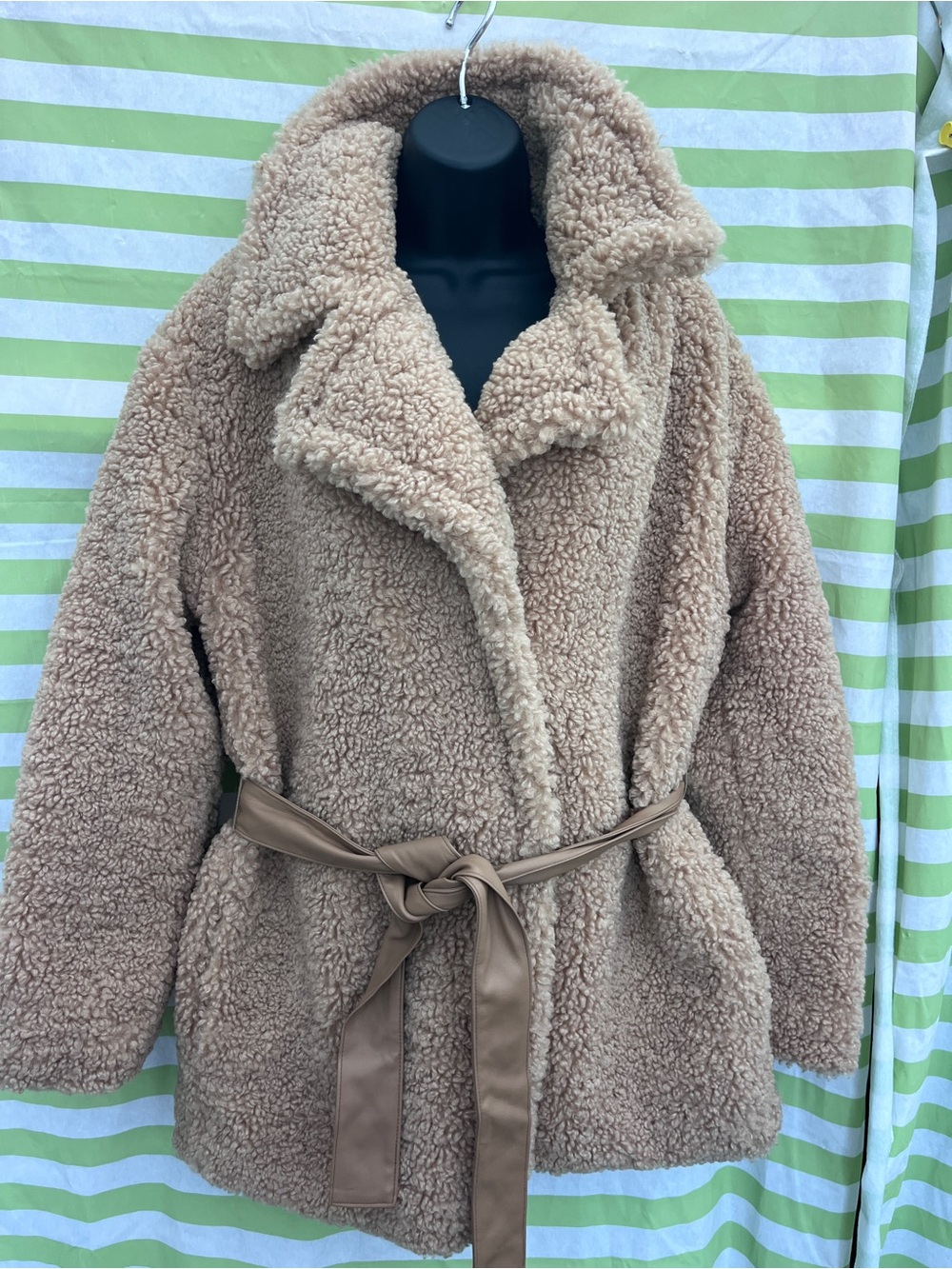 Plush Taupe Teddy Belted Jacket